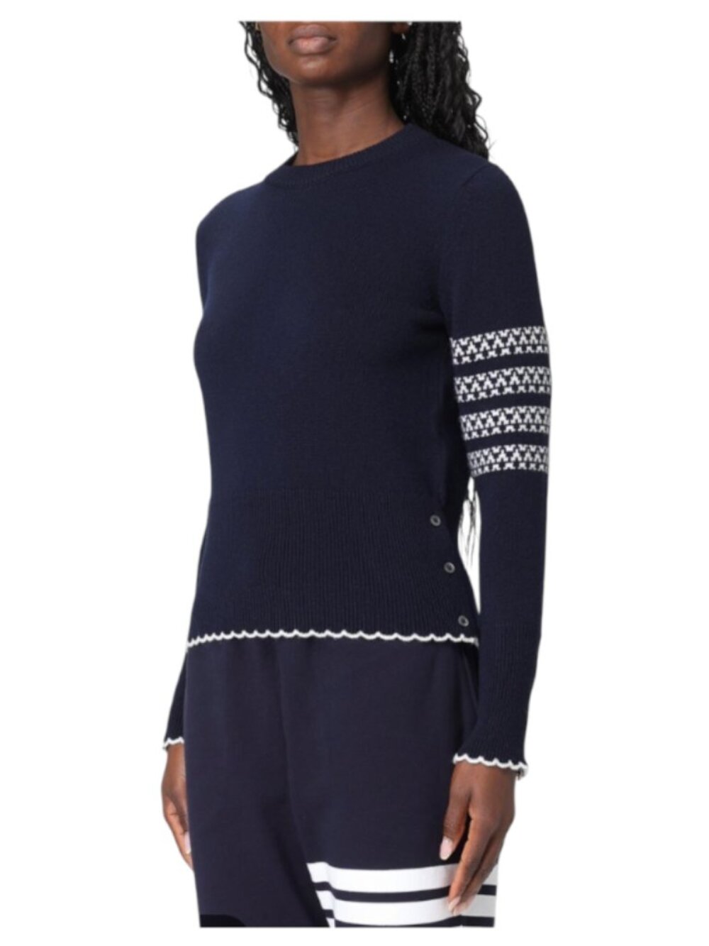 Thom Browne Hector Jumper Sweater Womens 40 Small Navy Blue Crew Neck Wool Dog - Picture 4 of 14